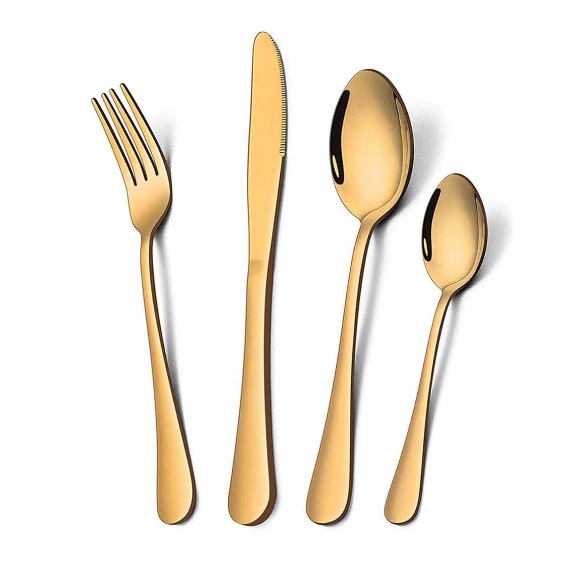 US STOCKS 24 pieces stainless steel cutlery set stainless steel gold silverware set