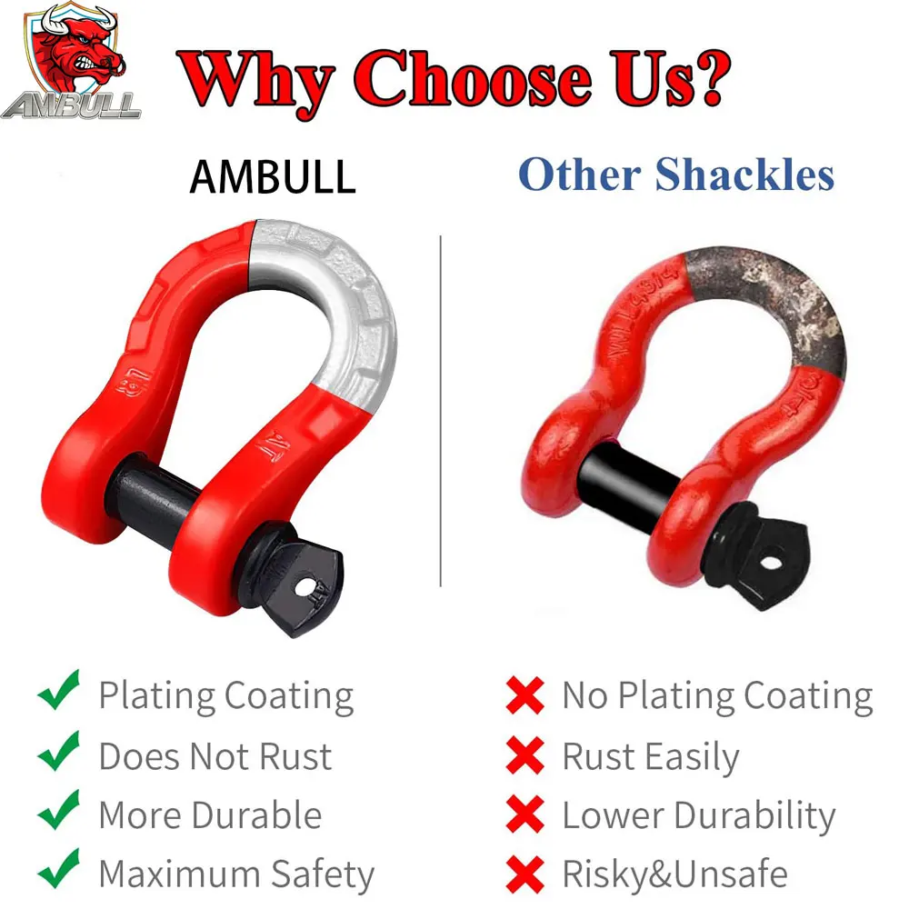 Best Durable Stainless Steel Tow Shackle Heavy Duty Type Forged Towing Shackle Hitch Receiver Shackle Snatch Chain Pulley Block