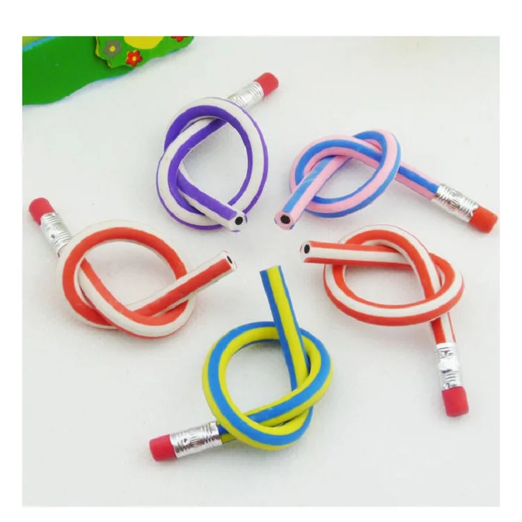 Funny Multi Colored Bendy Flexible Soft Pencils With Eraser For Kids Writing Study Magic Gift