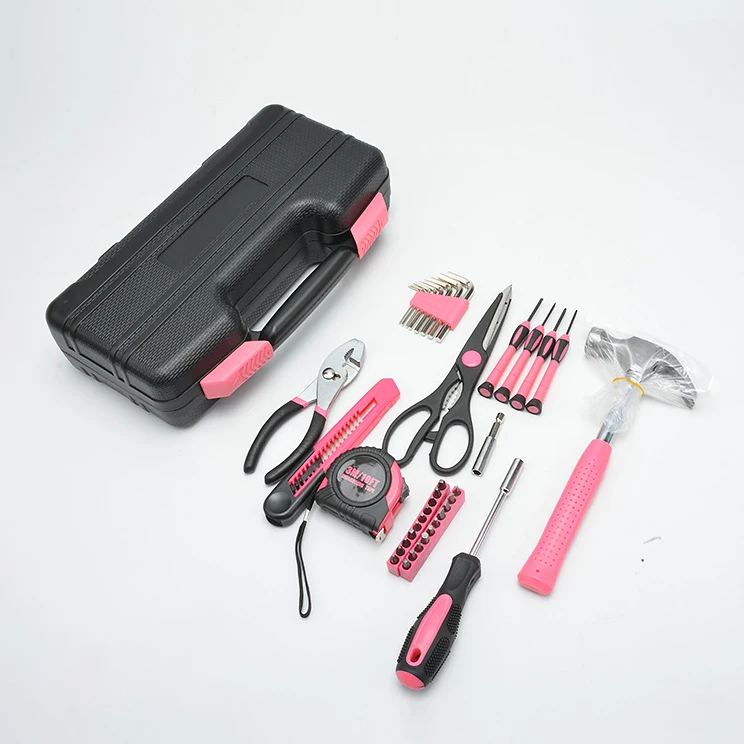 Women Use Home Maintenance Repairing 39-Piece Pink Tool Kit Pink Household Tools Set Hand Tools