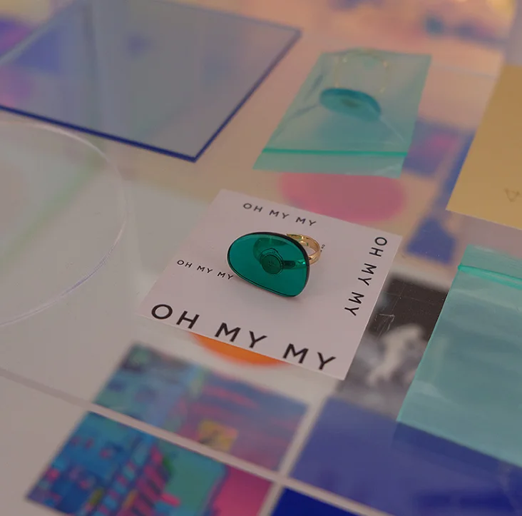 Korean Style Transparent Color Acrylic Irregular Shape Resizable Fashion Finger Ring