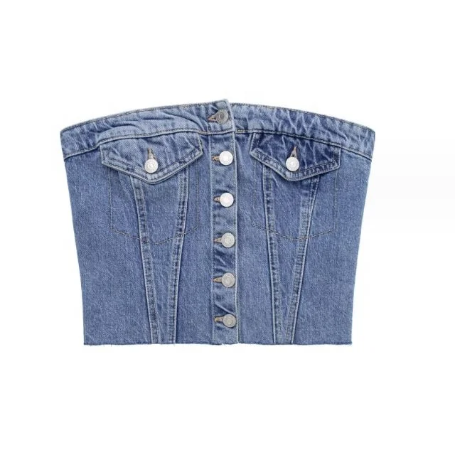 Y2k Denim Corset Casual Wear Tank Tops For Women