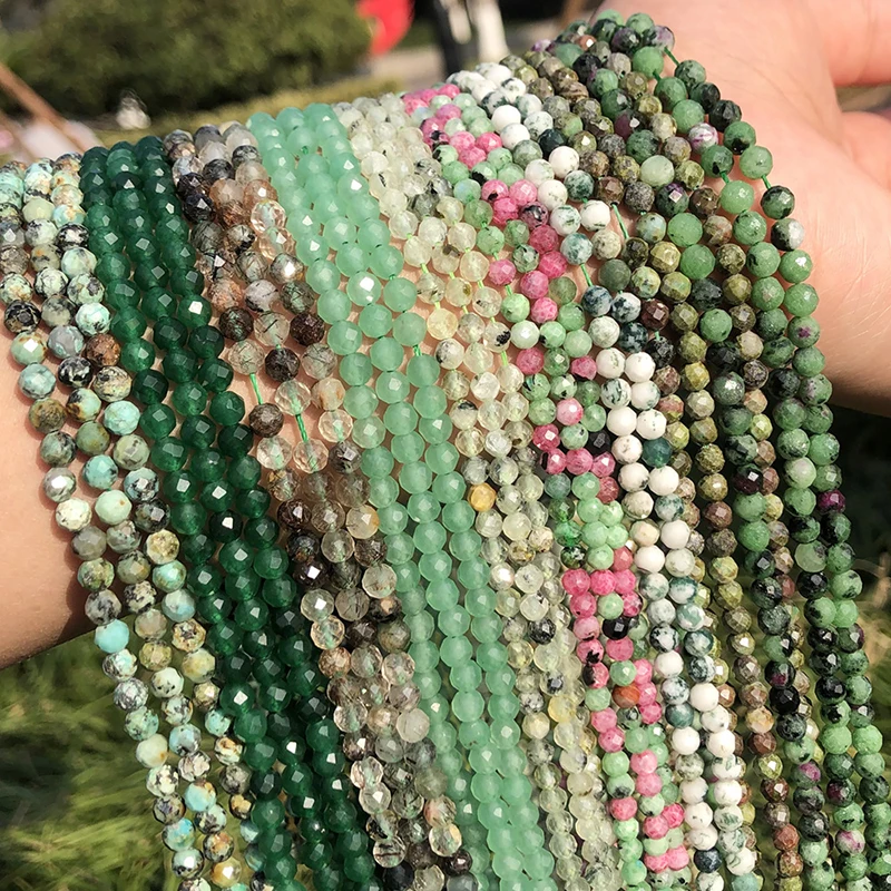 2mm 3mm 4mm Natural Stone Beads Agates Tiger Eye Malachite Turquoises Amazonite Round Beads For Jewelry Making DIY Bracelet 15'