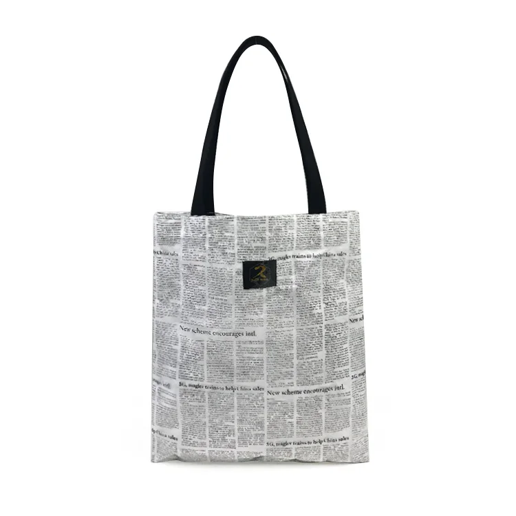 High Quality Tyvek Paper Newspaper Pattern Printed Tote Bag Custom Logo