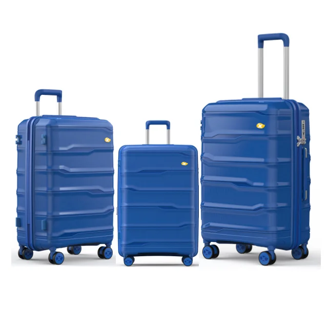 MGOB comfortable soft suit case PP materials travel trolley suitcase luggage sets of 3 with carry on and tsa lock