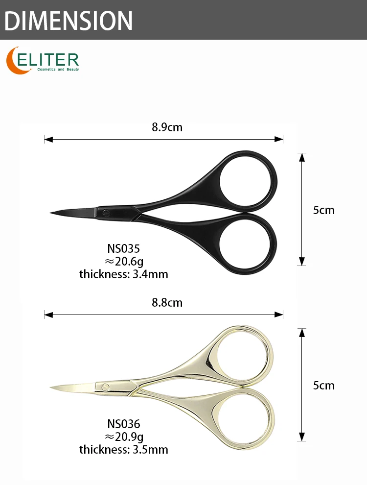 Eliter Hot Sell Black Sharp Blade Stainless Steel Cut Cuticle Cuticle & Nail Scissors Golden Scissors Manicure Scissors