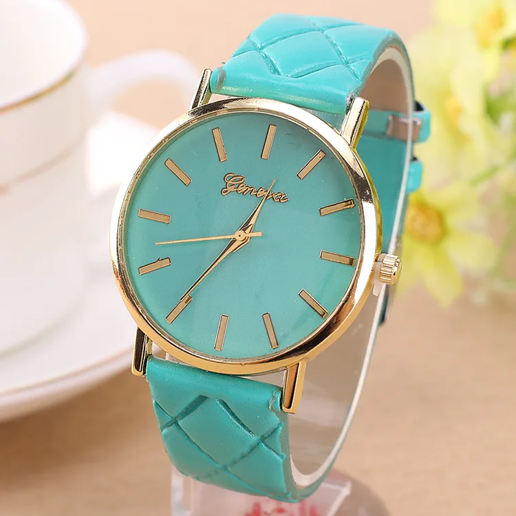 Geneva watch custom name watches PU belt lady clasp for watch wholesale