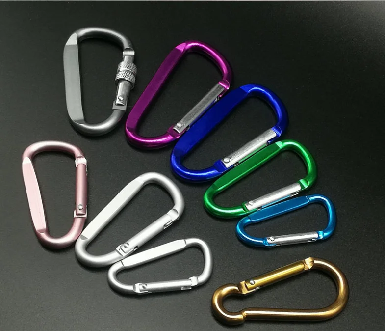 Outdoor carabiner small spring non-stainless steel quick hook large iron load-bearing buckle pet dog safety insurance buckle 5D