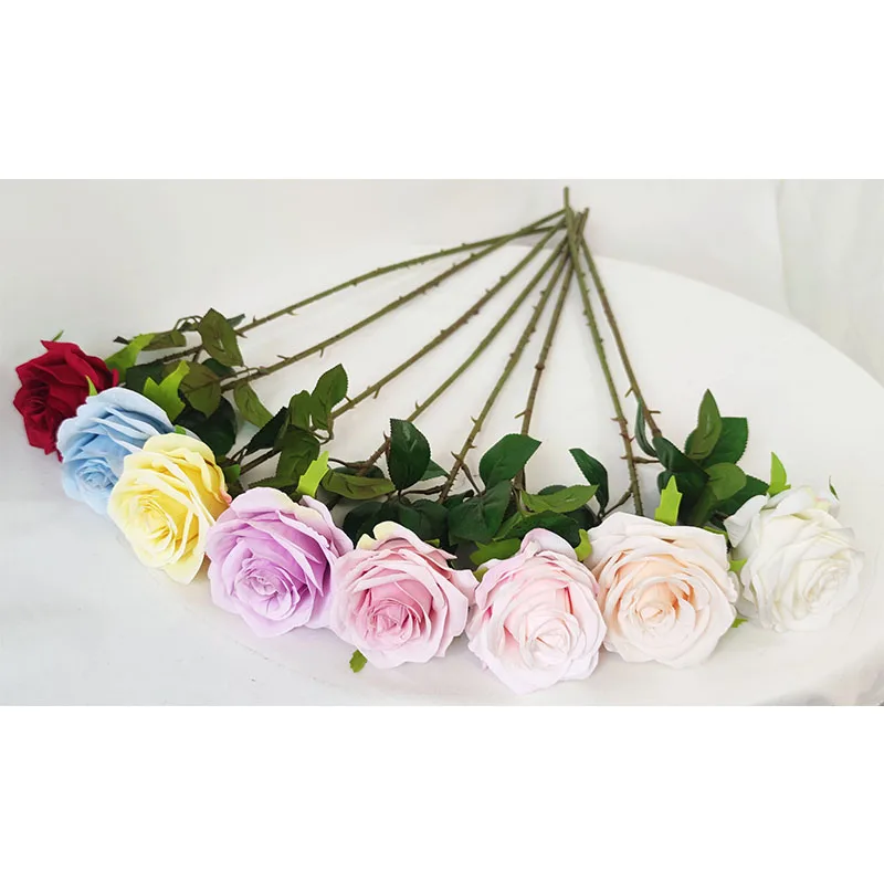YIWAN wholesale single High branch rose Artificial Flowers silk flowers artificial Home decoration for wedding hotel