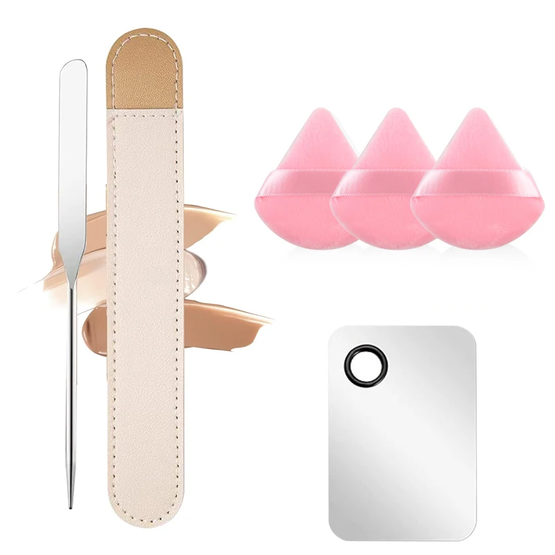 High Quality Metal Spatula Foundation Makeup Tool Set Color Mixing Stick and Cosmetic Puff Palettes Premium Cosmetic Tool Kits