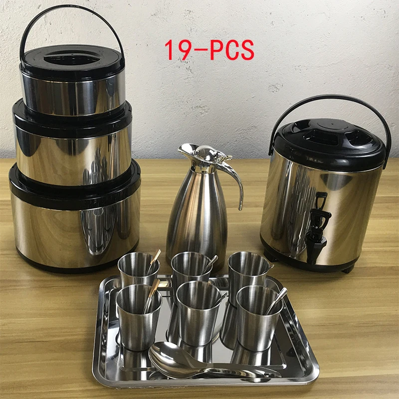 Stainless Steel Food Carrier Thermal Lunch Box Set Insulated Warmer Food Milk Tea Bucket Flasks Jug Thermos Hot/cold Outdoor Set