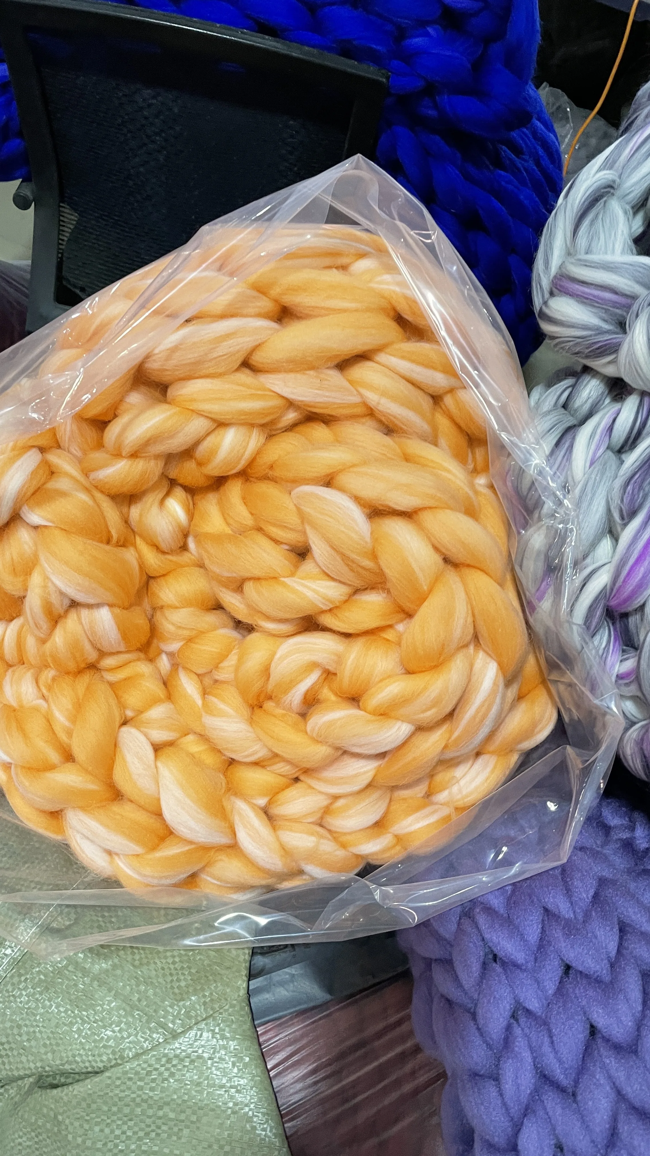 100% Chunky Knitted Mixed Merino Wool Throw Blanket