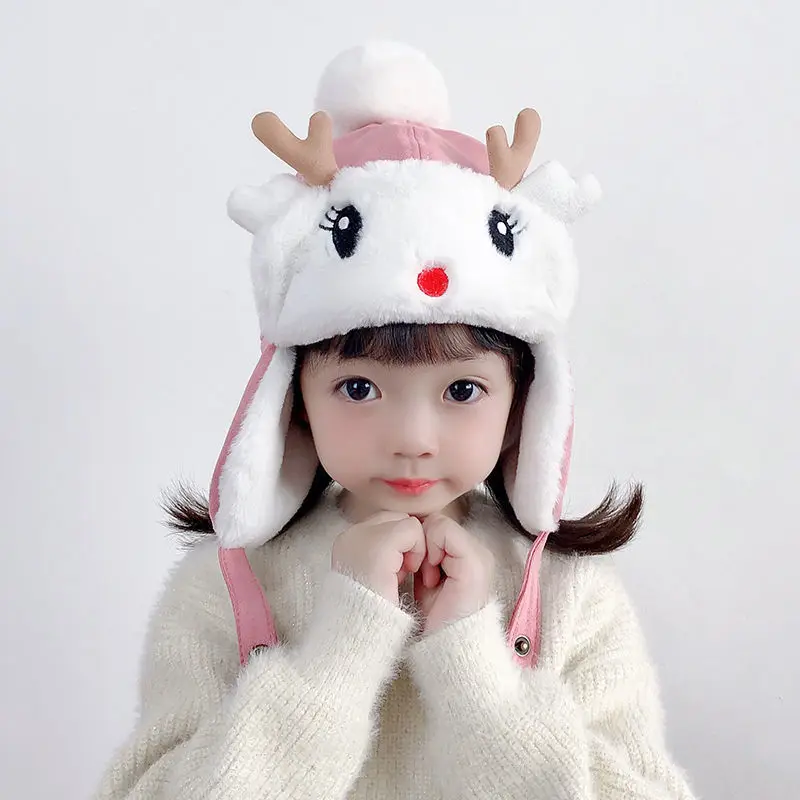 Thicken Plus Velvet Warm Ear Protectors Cute Wholesale Fedora Kids Winter Knit Hat