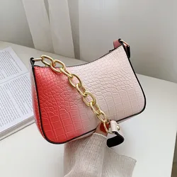 2021 Ladies Small Square PU Fashion Shoulder Bag Tie Dye Latest Sling Underarm Bag Women Cheap Gradient Handbag