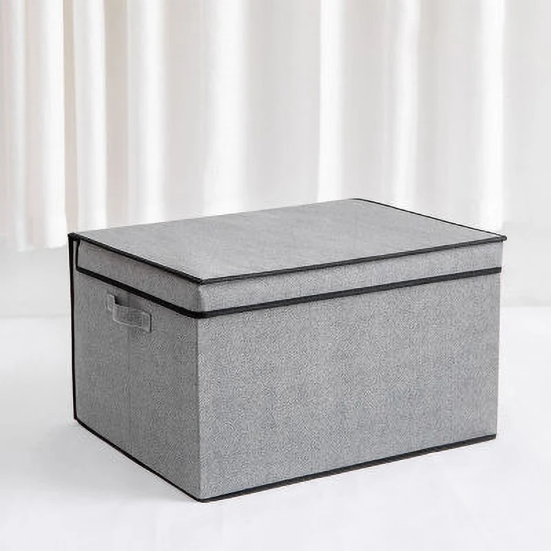 JIANIU Free Sample 2020 Factory Customized Large Non Woven Fabric Fashion Foldable Cloth Storage Box With Cardboard For Home