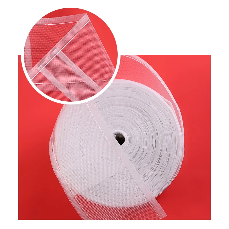 Good quality Transparent curtain tape 100% polyester cross rod belt for curtain