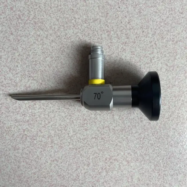 Handheld rigid ENT optical otoscope with 50mm working length, 70 degree view angle, 4mm diameter