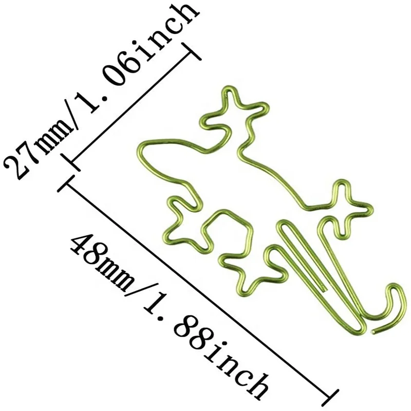 Creative Green Gecko shaped paper clip metal Bookmark