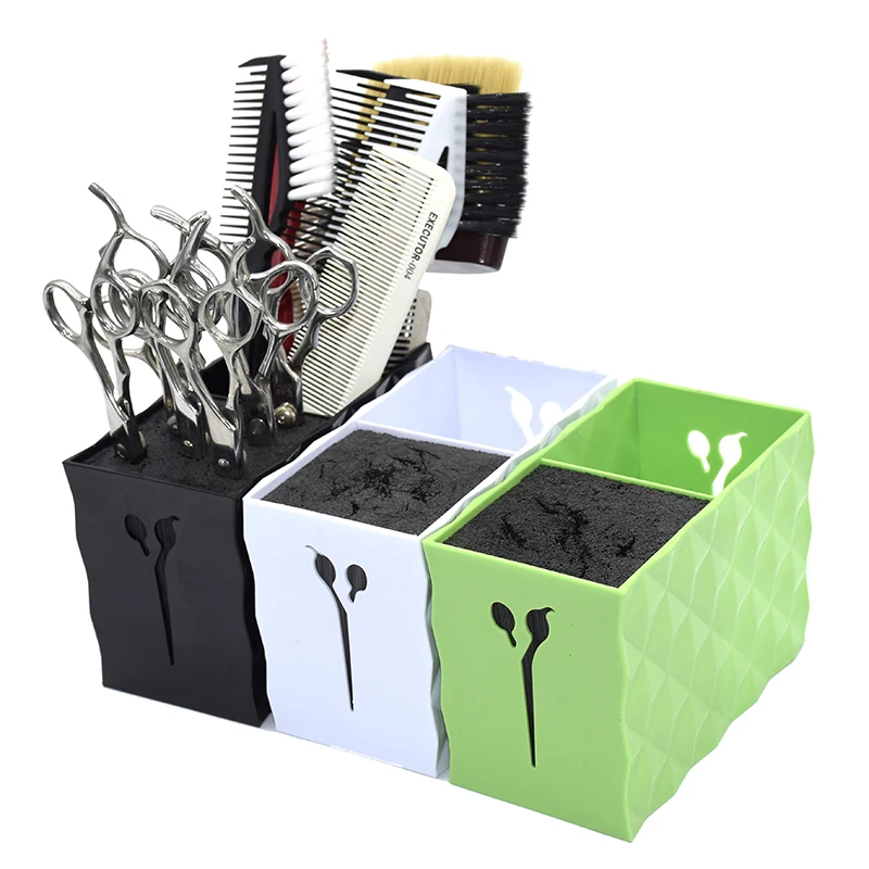 Double space practical salon tools organizer beauty plastic scissors holder storage box for barber