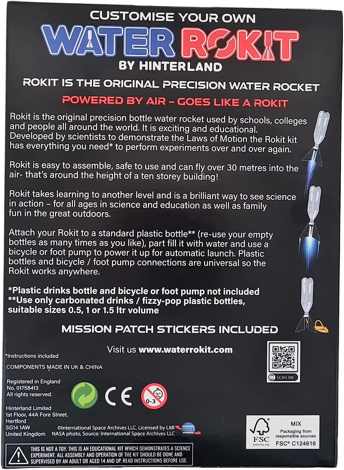 Water Bottle precision Rocket Kit - Water Rocket NASA Edition - Outdoor Rocket Launcher Science Experiment for Kids