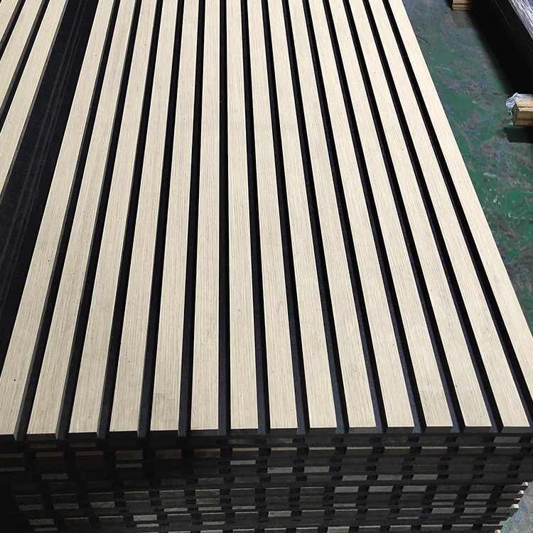 TianGe Thailand Studio Design With Led Lights Wide Slat Wood Veneer Sound Absorbing Acoustic Wall Panels For Malaysia