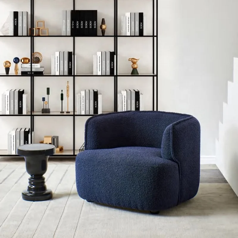 Modern living room, study, bedroom, sofa and chair, high-quality new blue cashmere leisure chair