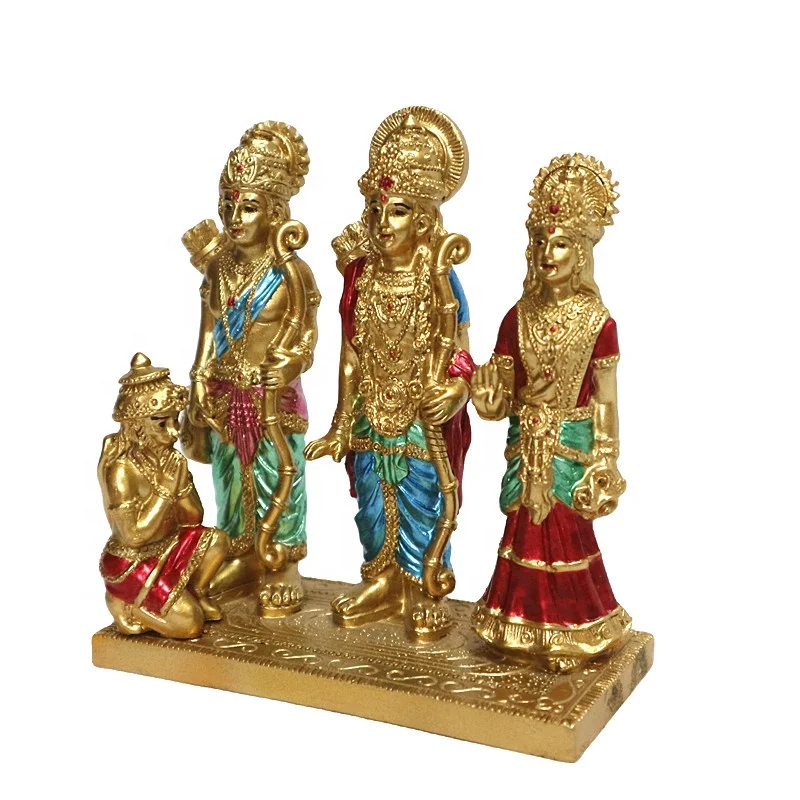 polyresin decoration Religious Items Indian Mandir Diwali Decor Buddha Sculpture Hindu Gods Idol Resin Ram Laxman Sita Figurine