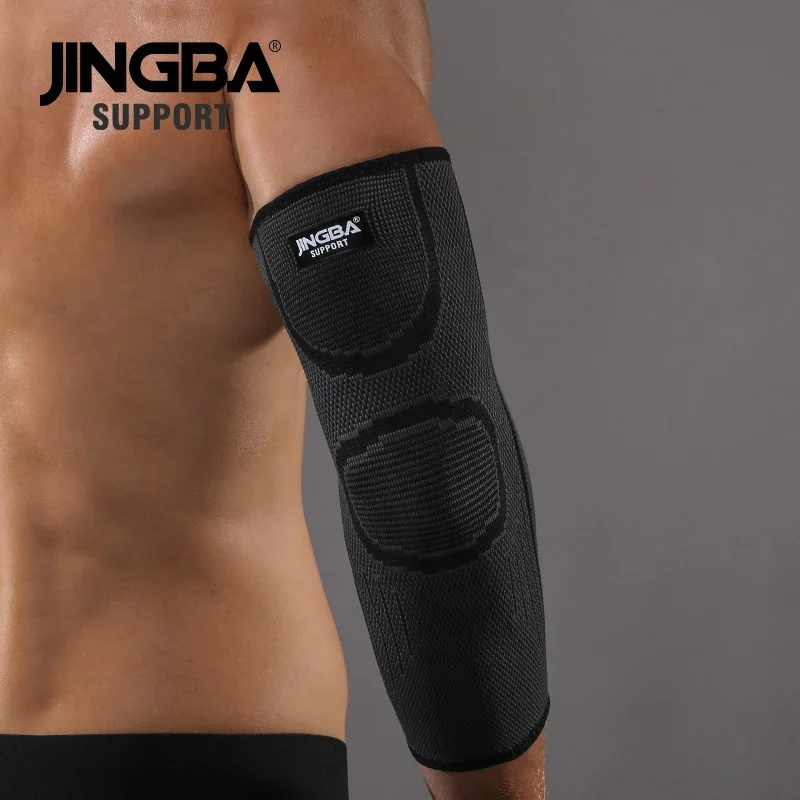 JINGBA Hot Sell Elbow Sleeve basketball protection Nylon Tennis Elbow Bandage Knitting Long Arm Brace Compression pads