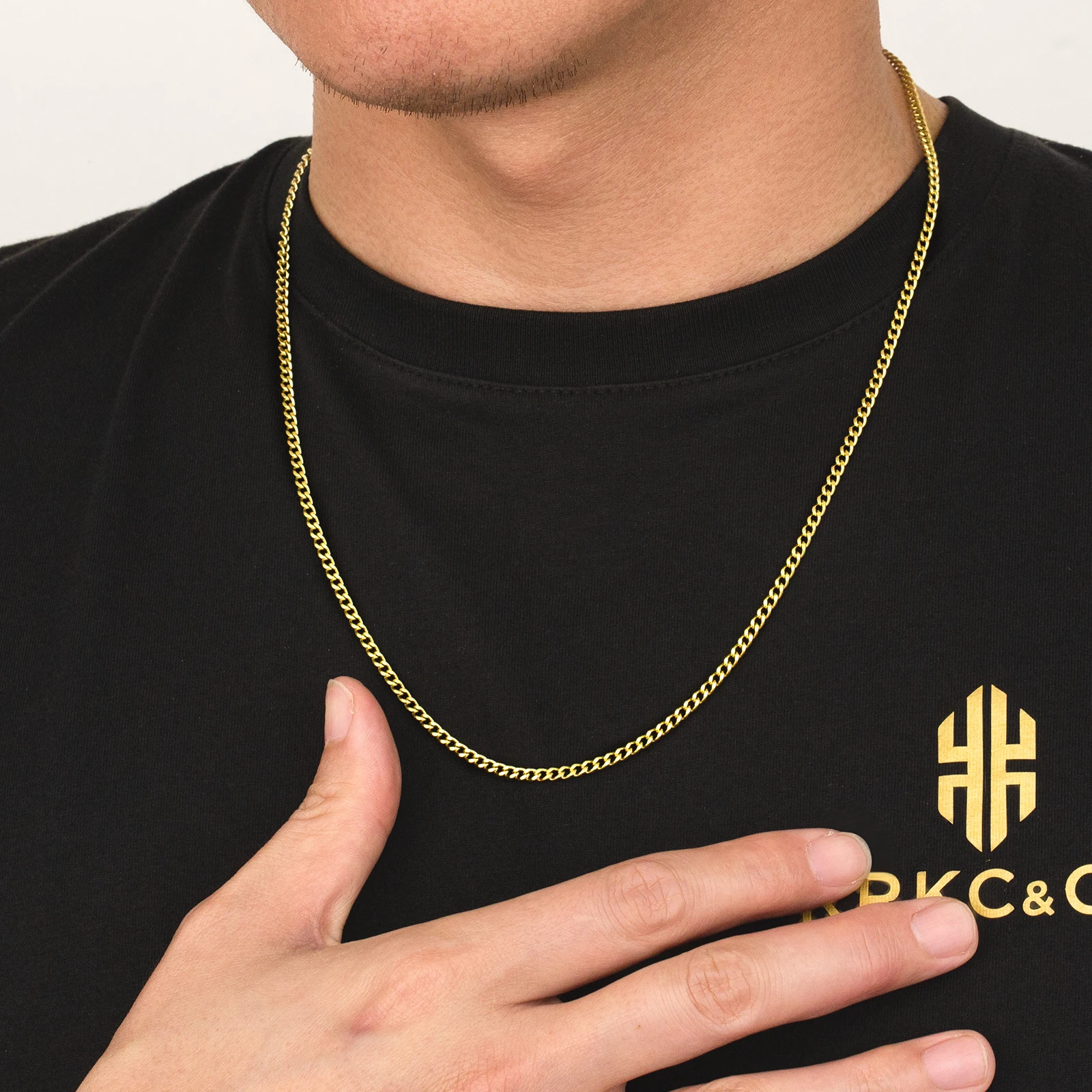 14K Real Gold Plated Chain Men Necklace 3/4/5/6/8mm Stainless Steel Jewelry Women Miami Cuban Link Cubanas Cadena De Oro 14K
