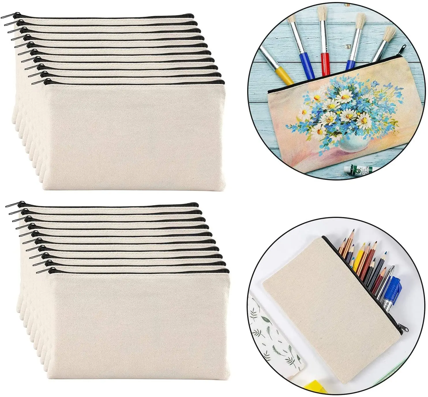 storage organizer makeup pouch blank custom travel cosmetic bag cotton pencil case