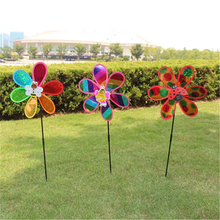 Single-layer glitter toy classic windmill hand-held small sequin windmill plastic sequin insect windmill