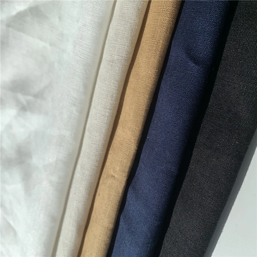 Wholesale white mixed soft washed organic cotton linen fabric for clothing
