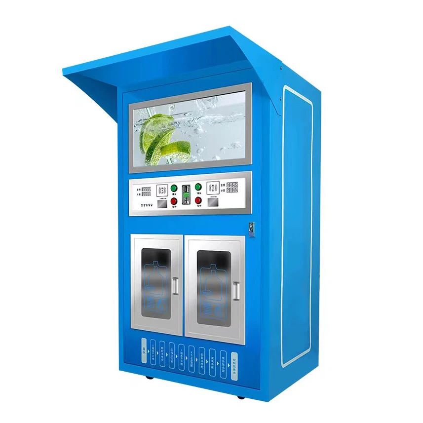 Pure water vending machine 22-stages filtration system 9-plate titanium platinum Credit card payment visa master ca