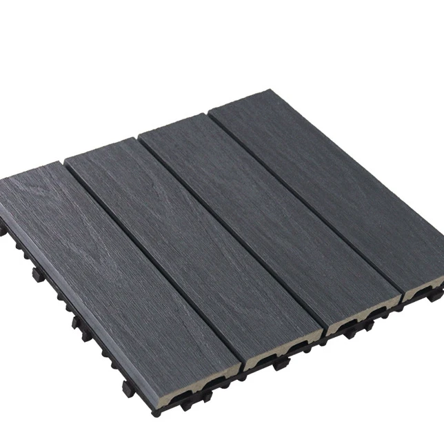 Solid Black Teak Composite Interlocking Outdoor Garden Floor Composite Paving Board