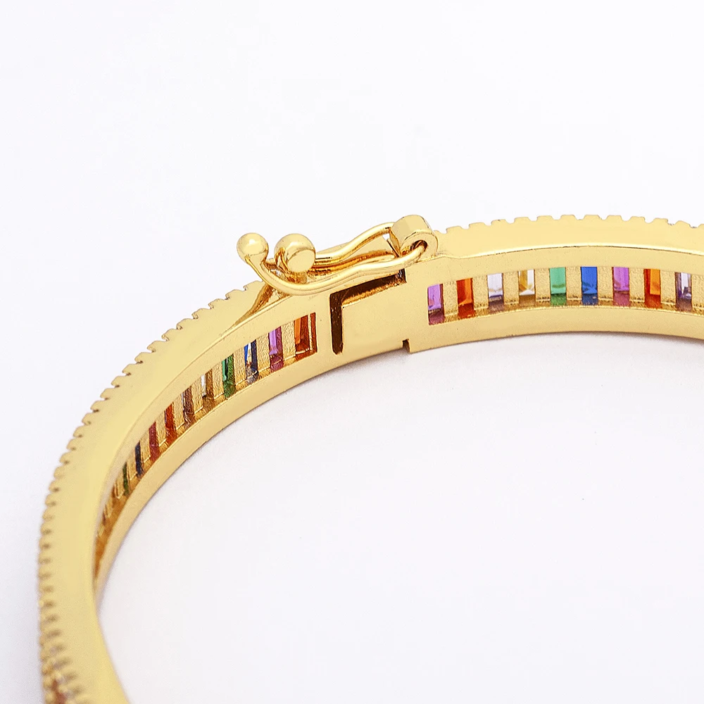 New Arrival Rainbow Crystal Bracelets Cubic Zirconia Easy Wear Buckle Design Women Bangles Fashion Accessories Jewelry Gift
