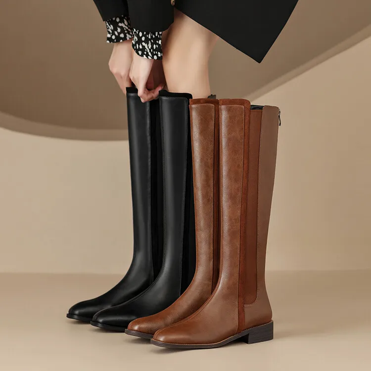 Cialisa Brown Black Handmade Luxury Top Grade Long Boots 2023 Fall Winter Knee High Boots Ladies Flats Casual Shoes