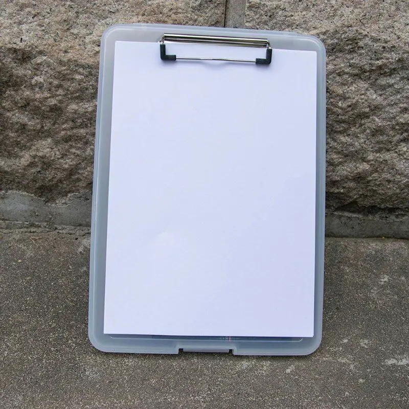 Plastic Tablet white transparent durable clipboard secured with clip