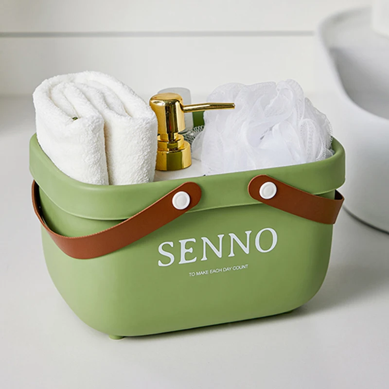New  Home Bathroom Storage Basket Multifunctional Plastic Storage Basket with Handle