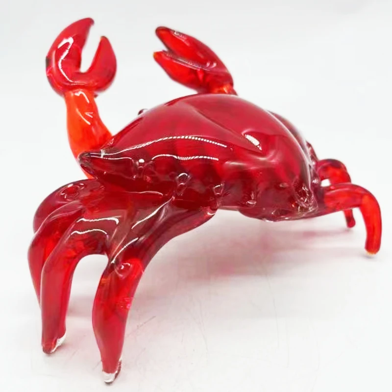 Exquisite Handmade Red Crab Murano Art Glass Handicraft Sculpture for Aquarium Decoration