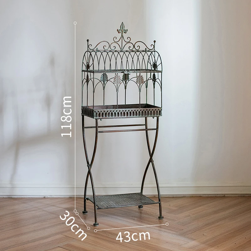 2 Tier Planter Outdoor Antique Metal Flower Pot Stand Vintage Rustproof Garden Plant Stand