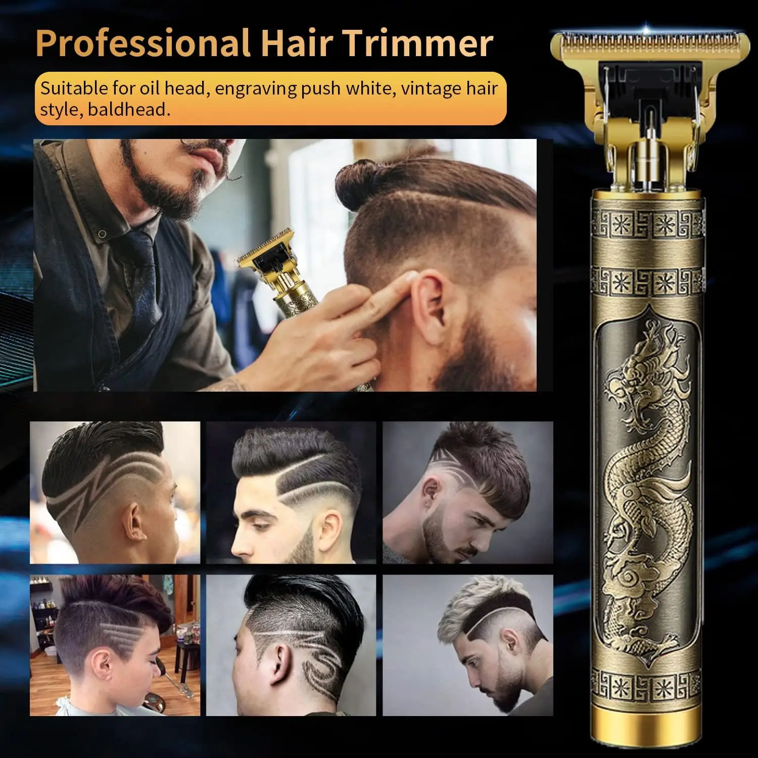 New Rechargeable T9 T-blade Hair Trimmers Bald headed Hair Clipper Men Barber Hair Cutting Machine