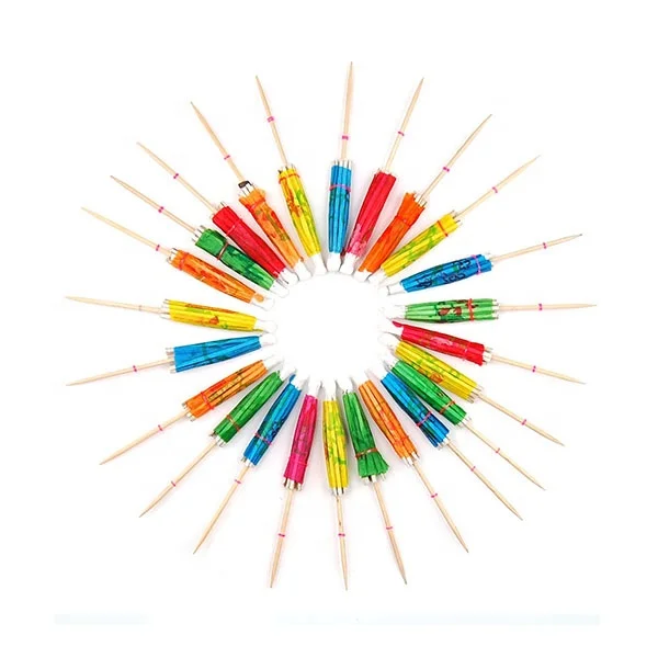 Classic Style 4 Inch Hawaiian Tropical Parasol Cupcake Toppers Multi Color Drink Umbrella Party Picks