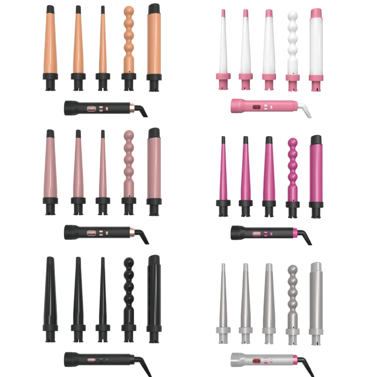 Wholesale high quality ceramic electric Curling wand set interchangeable hair curler 5 in 1 curling iron Hair Curling wand