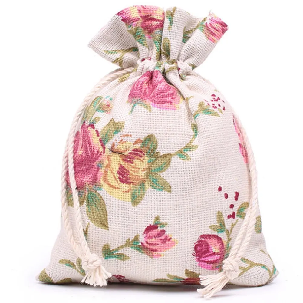 Rose Drawstring Cotton Cloth Jewelry Gift Bag Wedding Party Favor Bag Dragon Boat Festival Mosquito Repellent Sachet Empty Bag