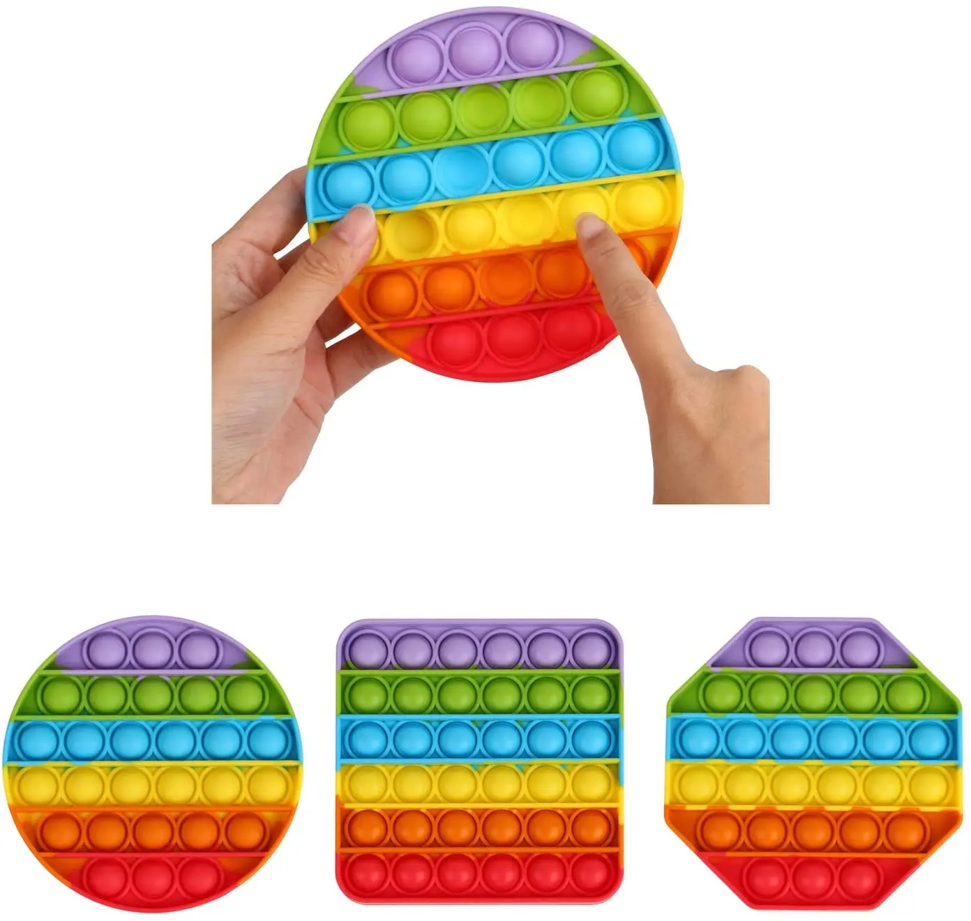 
Factory Cheap Educational Silicone pop game Fidget toy Pop It ASTM Certificated Unicorn Rainbow colors in Stock Wholesale 