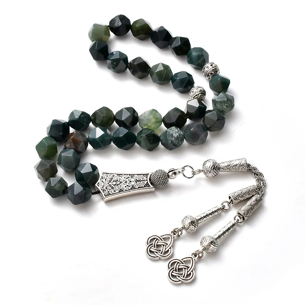 YS384 Natural Rosary Gemstone Agate Stone Tasbih Tesbih 33 Bead Tasbih Tasbeeh 33 Beads 10mm Jade Rosary 33 Prayer Beads