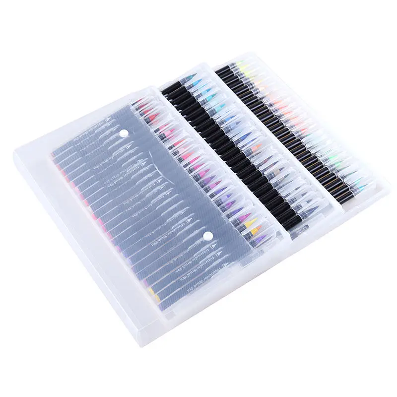 72 цвета, черный стержень, двойной наконечник, кисть, цветная художественная маркерная ручка