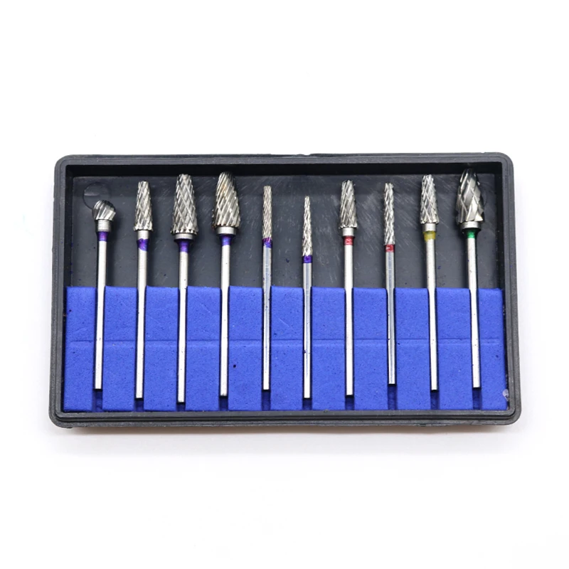 10PCS Assorted Dental Lab Tungsten Carbide Grinding Cutting Burs Kit