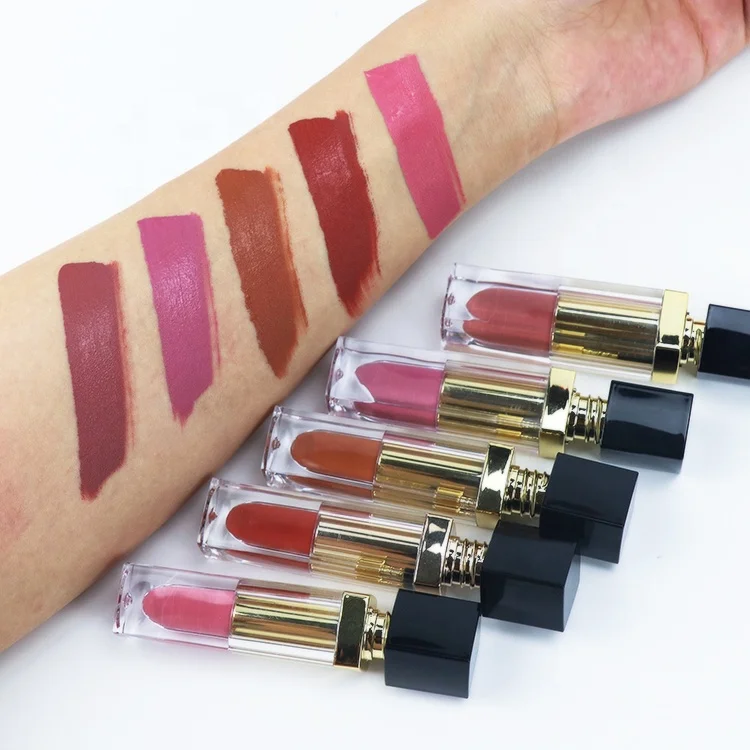 Unique Luxury Shaped Make Up Lip Stick Metallic Pink Cream Matte Velvet Mini Liquid Lipstick Base