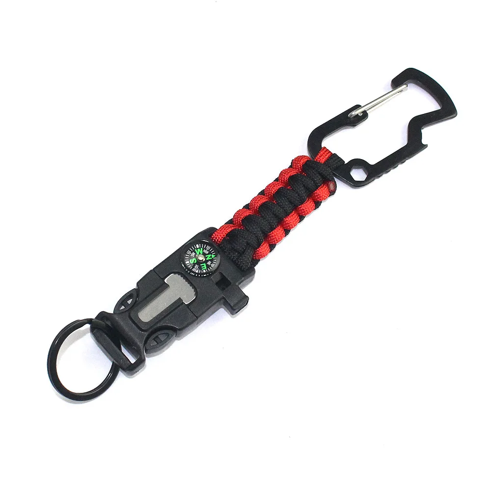Цветная Пряжка Карабин встроенный компас пламя Стартер Браслет Паракорд Выживание брелок
